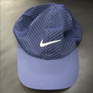 Nike Blue and White Snapback Hat with Chevron Pattern